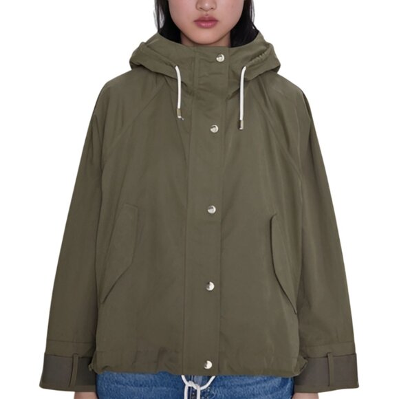Zara Jackets & Blazers - New Zara Oversized Hooded Water Repellent Jacket Green Size Medium